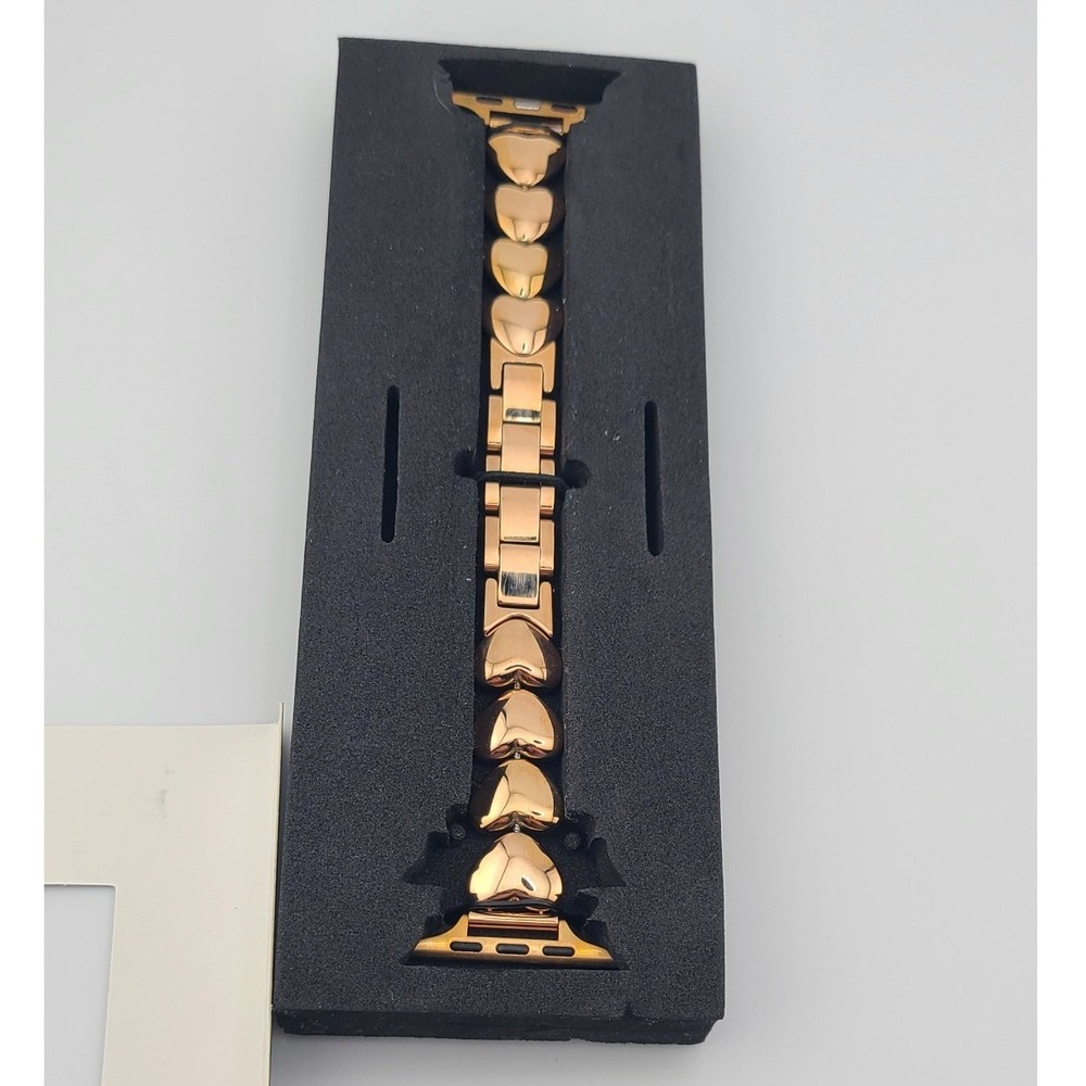 Posh Tech Rose Gold Heart Stainless Steel Apple Watch Band 42 44 45 49mm NEW